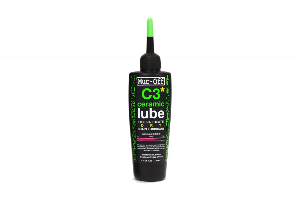 Muc-Off C3 Ceramic kuivaketjuöljy 120 ml musta pullo vihreällä korkilla